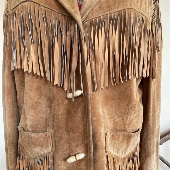 RALPH LAUREN Soft Camel Leather Western Fringed Jacket Bone Buttons Rare Sz 3x!! - Picture 9 of 14